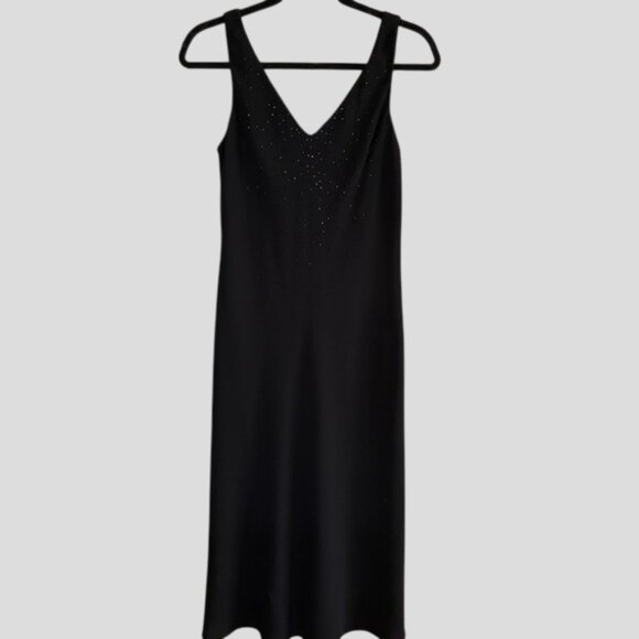 Jones New York Black Rhinestone Sleeveless Elegant Cocktail/Evening Dress - Picture 4 of 12